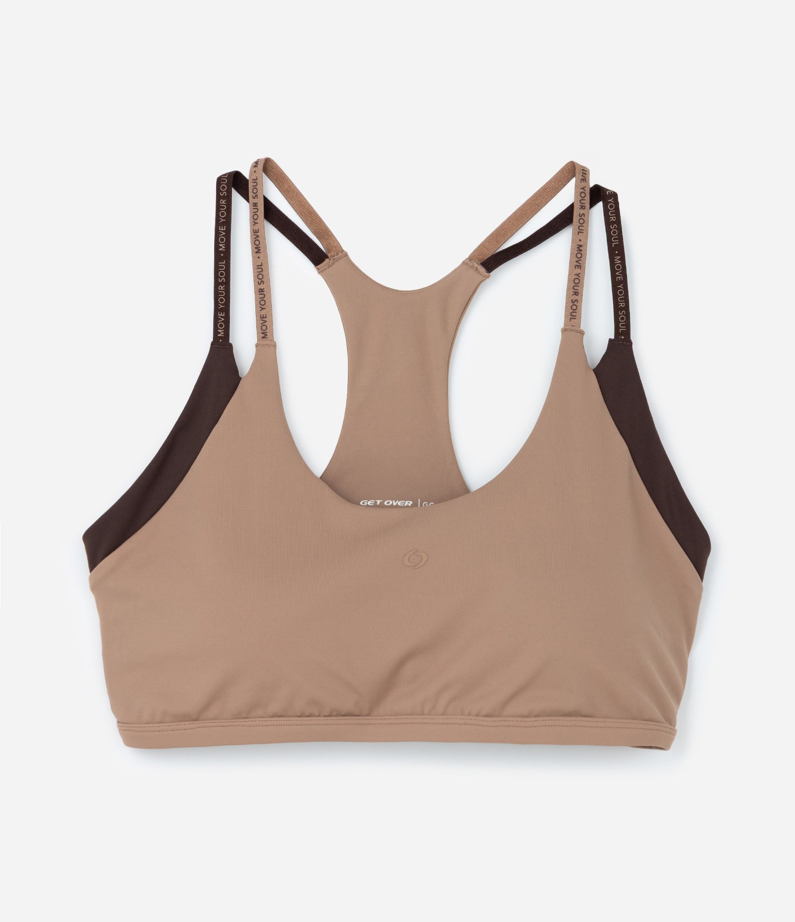 Top Esportivo de Alça Dupla em Microfibra com Contraste Bege 5