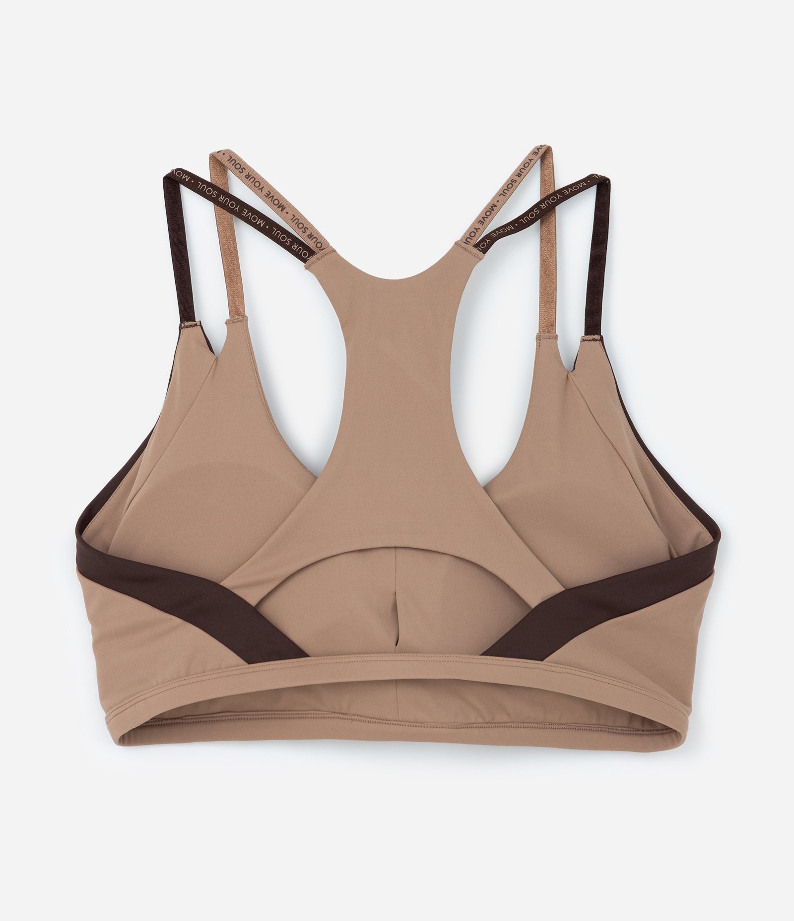 Top Esportivo de Alça Dupla em Microfibra com Contraste Bege 6