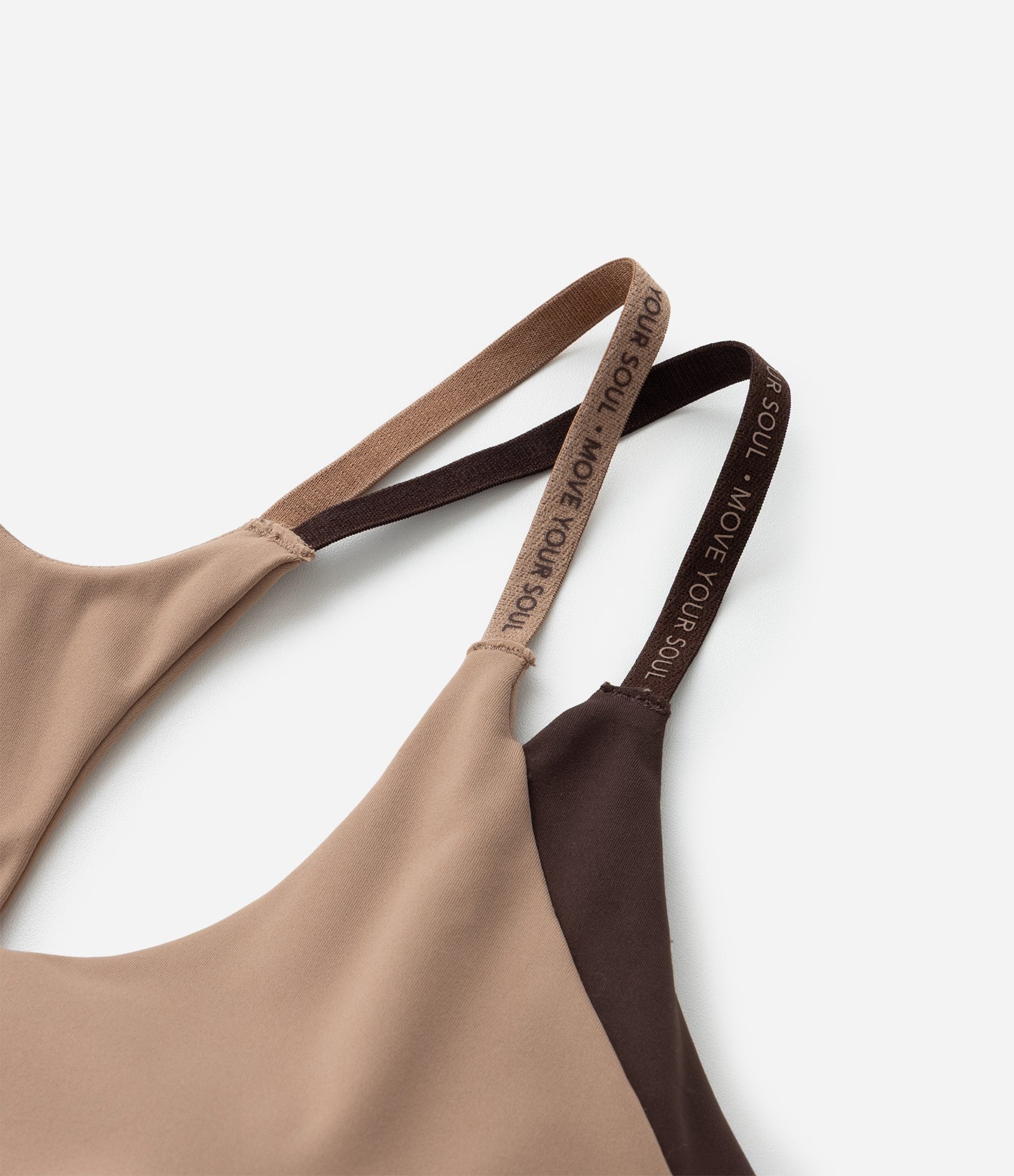 Top Esportivo de Alça Dupla em Microfibra com Contraste Bege 7