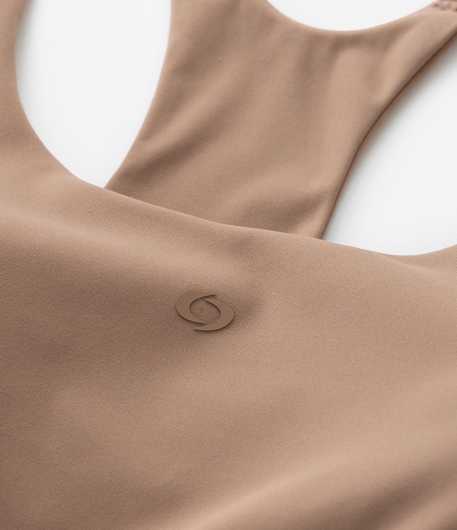 Top Esportivo de Alça Dupla em Microfibra com Contraste Bege 8