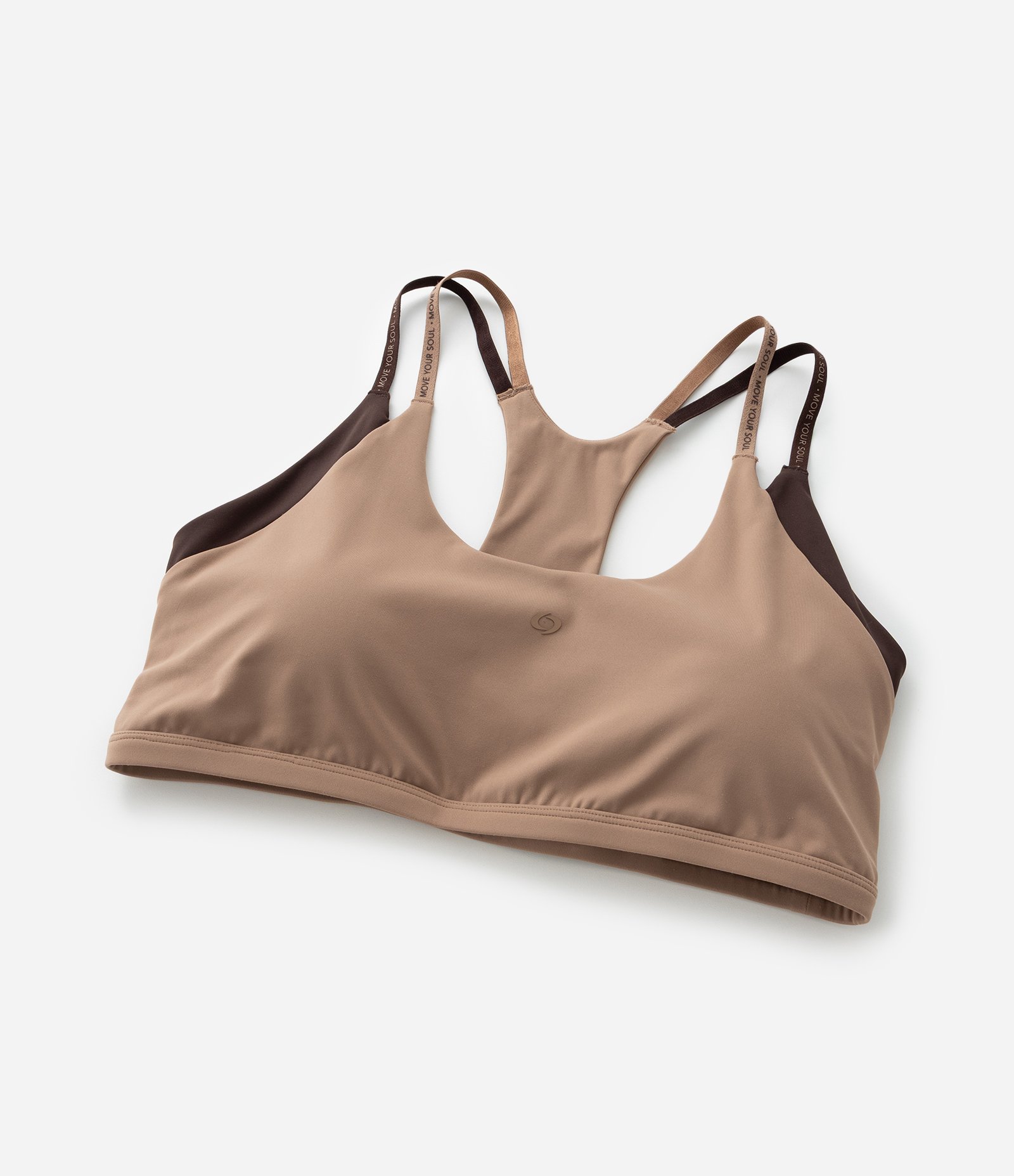 Top Esportivo de Alça Dupla em Microfibra com Contraste Bege 9