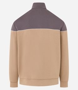 Blusão com Zíper na Gola e Bloco de Cor