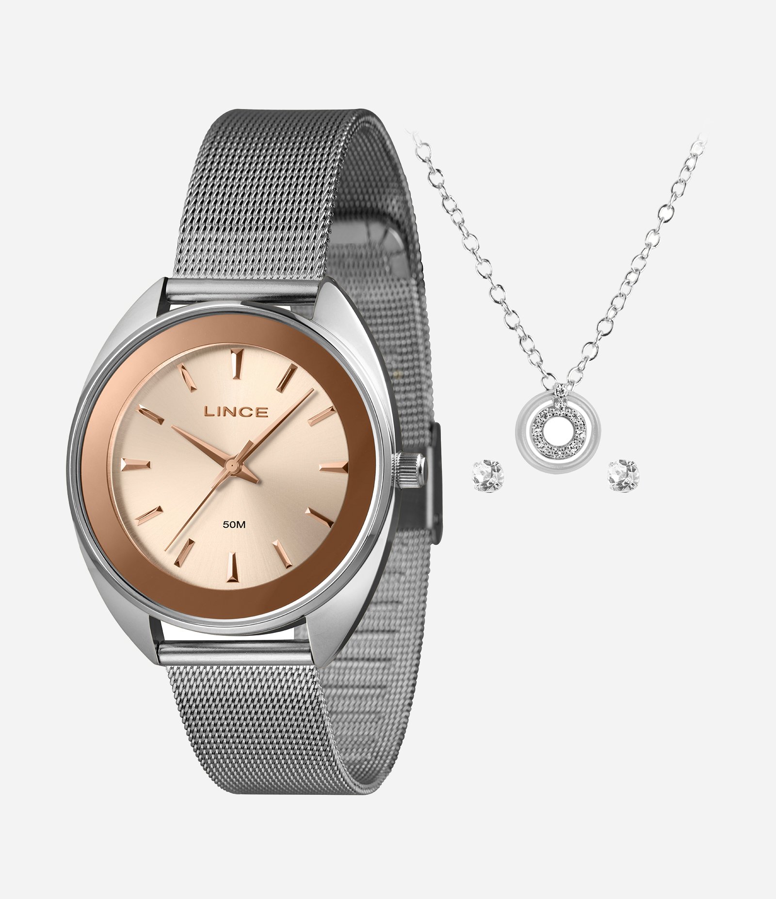 Kit Relógio Lince Feminino Analógico PRATA 1