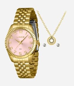 Kit Relógio Lince Feminino Analógico 