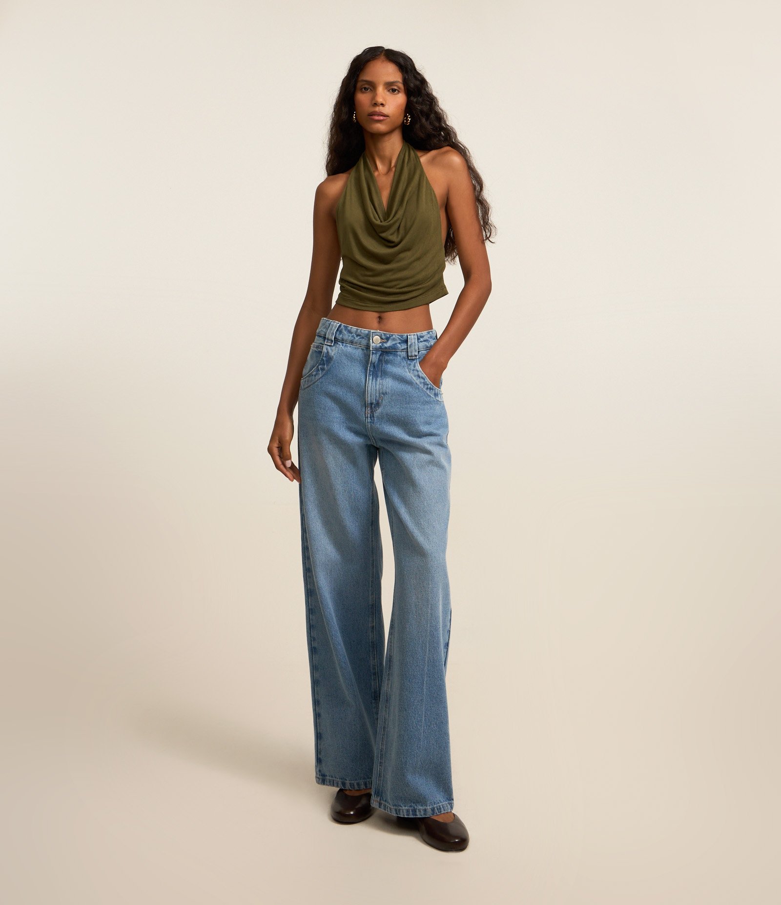 Calça Skater em Jeans Dirty com Cintura Baixa Azul 1