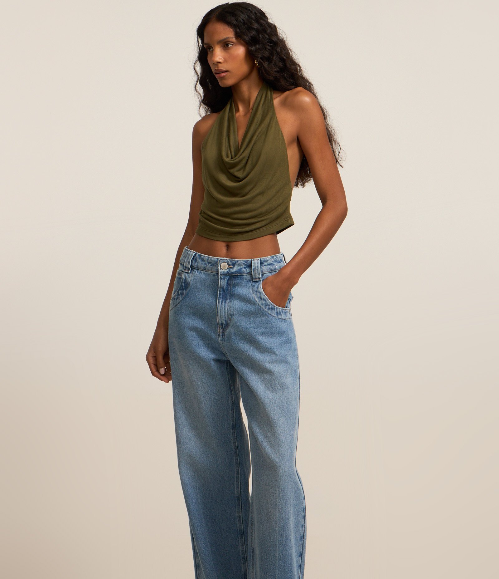Calça Skater em Jeans Dirty com Cintura Baixa Azul 2