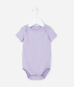 Body Infantil Canelado com Estampa de Florzinha - Tam RN a 18 meses