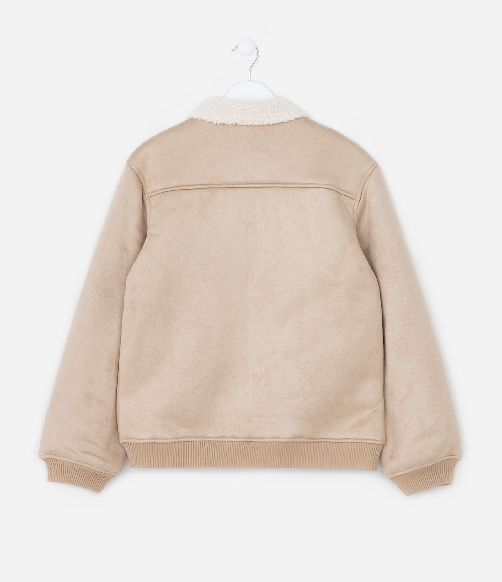 Jaqueta Infantil em Suedine com Forro Sherpa - Tam 5 a 14 Anos Bege 2