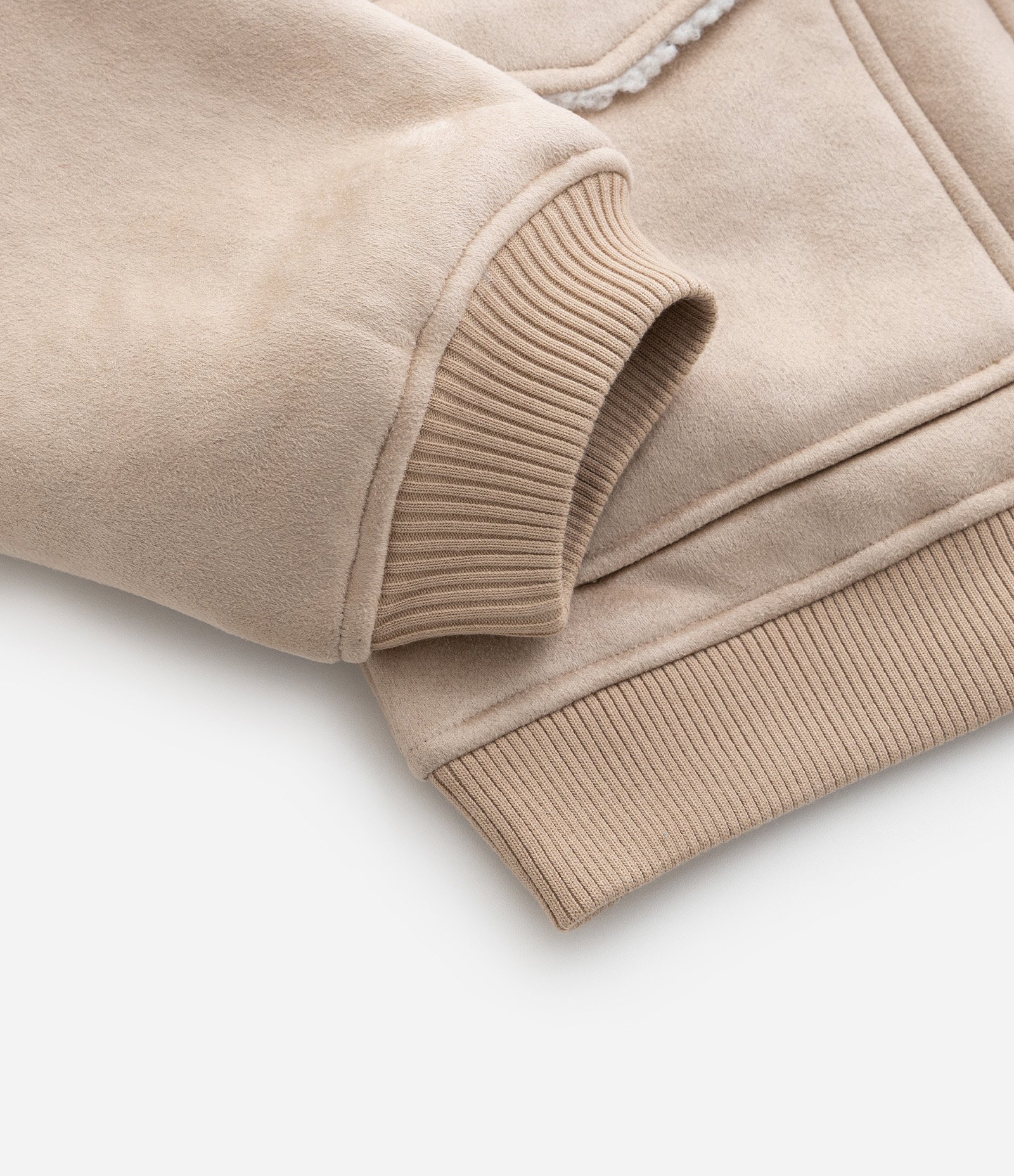 Jaqueta Infantil em Suedine com Forro Sherpa - Tam 5 a 14 Anos Bege 4