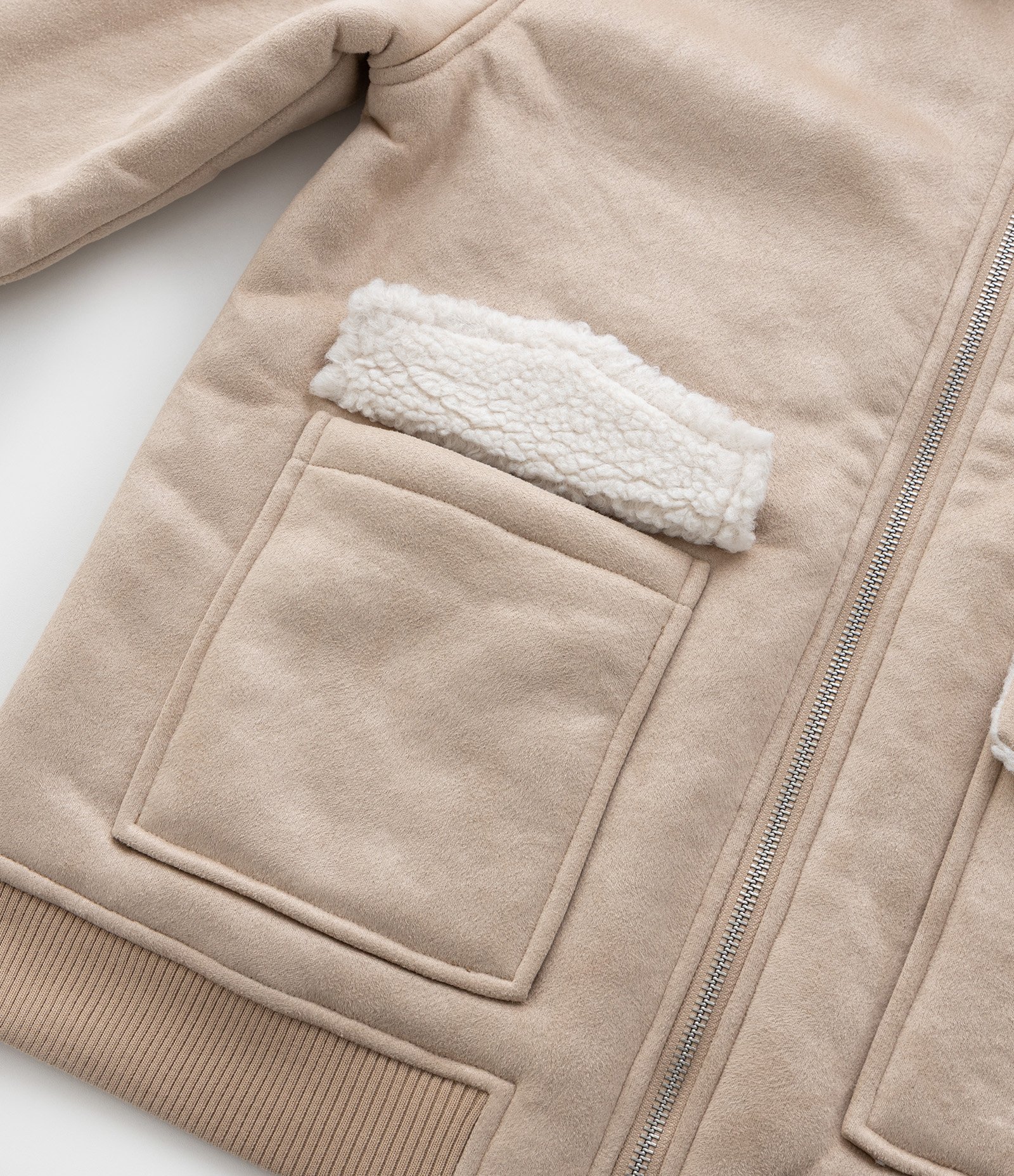 Jaqueta Infantil em Suedine com Forro Sherpa - Tam 5 a 14 Anos Bege 5