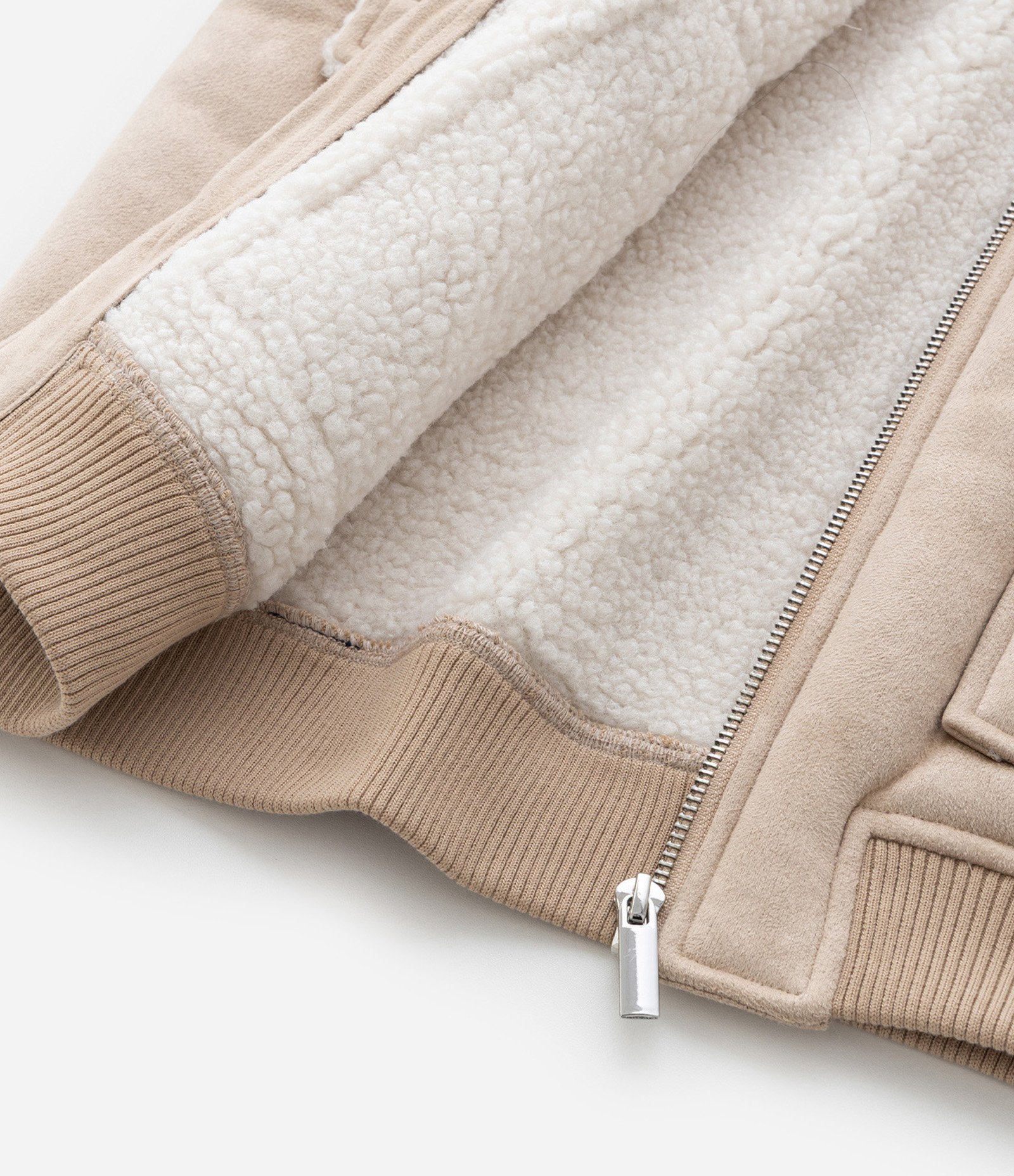 Jaqueta Infantil em Suedine com Forro Sherpa - Tam 5 a 14 Anos Bege 6