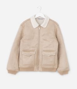 Jaqueta Infantil em Suedine com Forro Sherpa - Tam 5 a 14 Anos