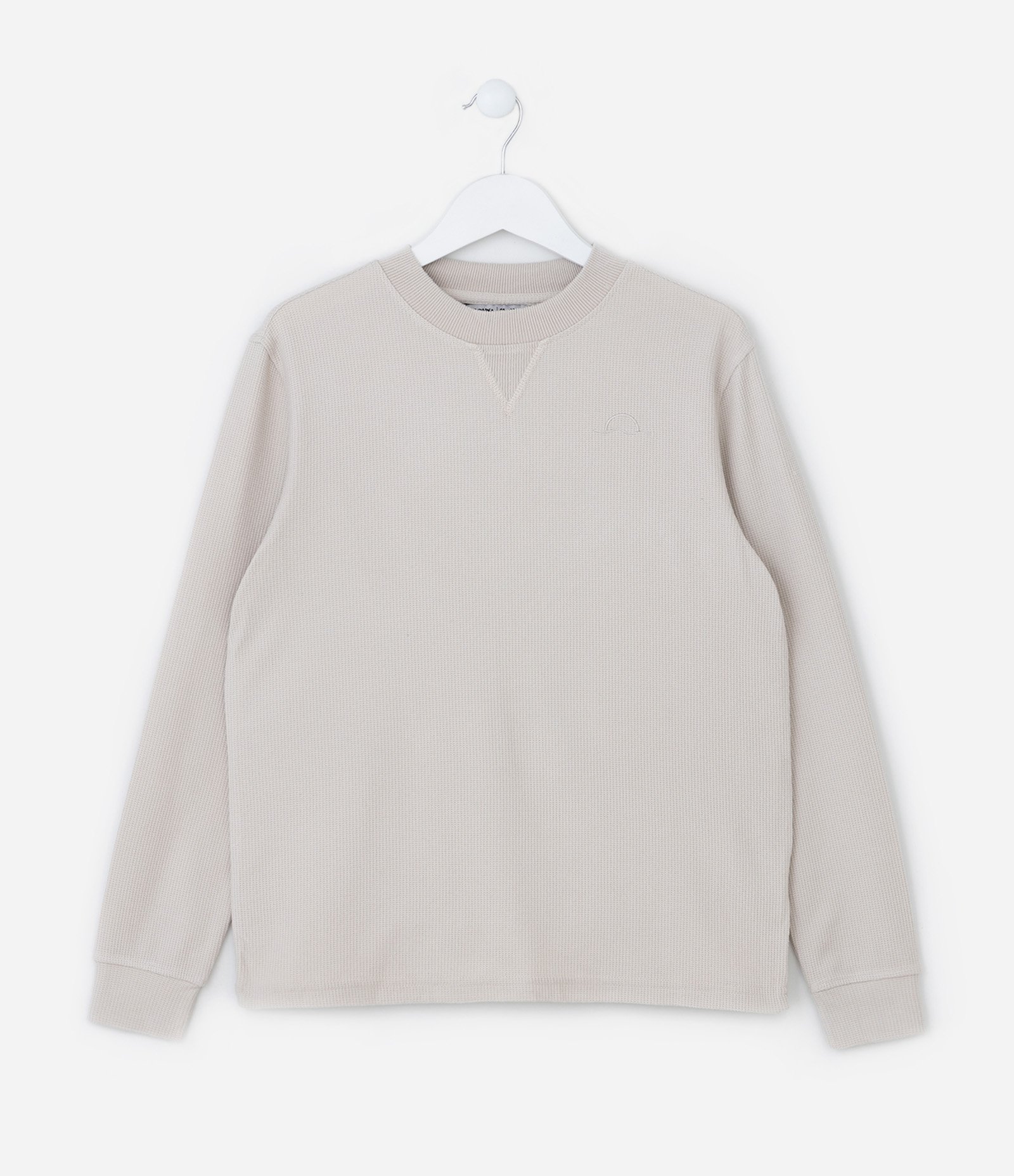 Camiseta Infantil Texturizada com Bordado - Tam 5 a 14 Anos Bege 1