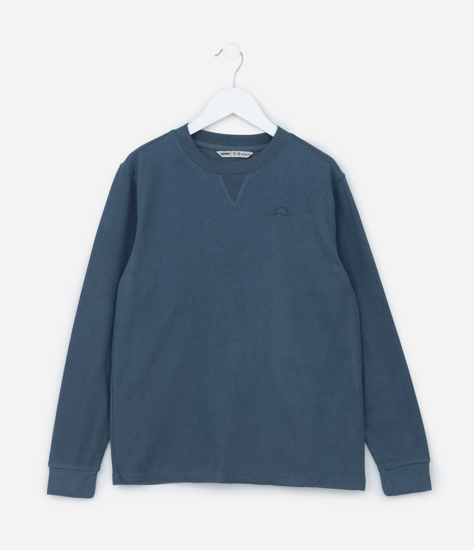 Camiseta Infantil Texturizada com Bordado - Tam 5 a 14 Anos Azul 1