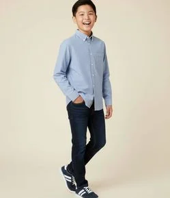 Calça Infantil com Corte Alfaiatado e Bolsos - Tam 5 a 14 Anos