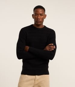 Suéter em Tricô com Textura Zig Zag