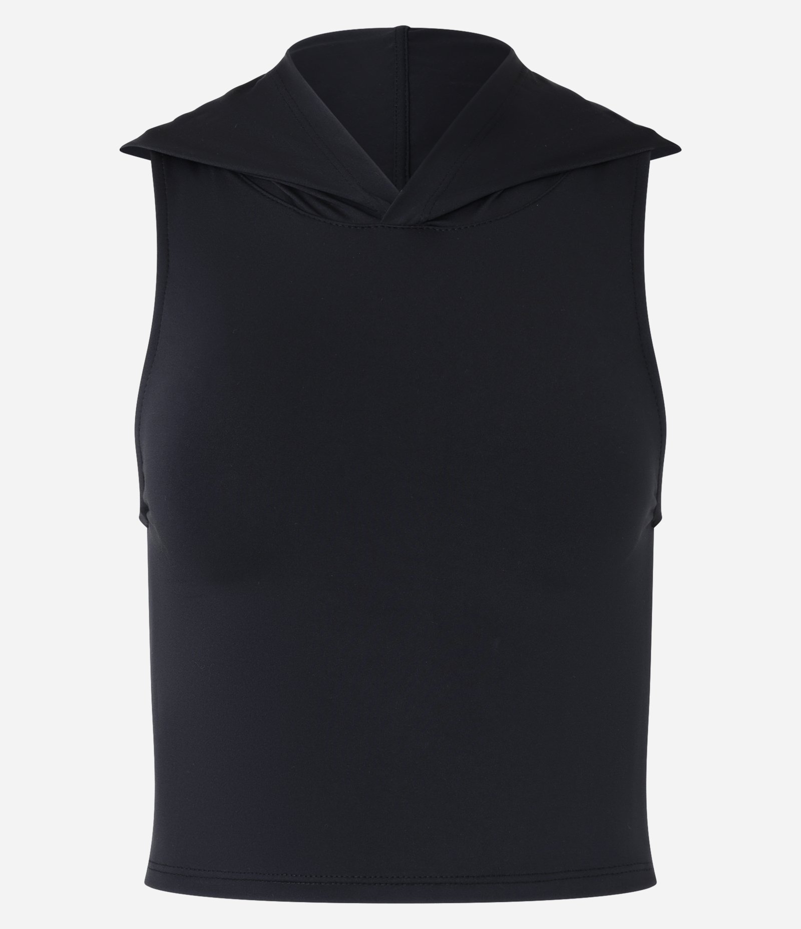 Blusa sem Manga com Capuz na Gola Preto 5