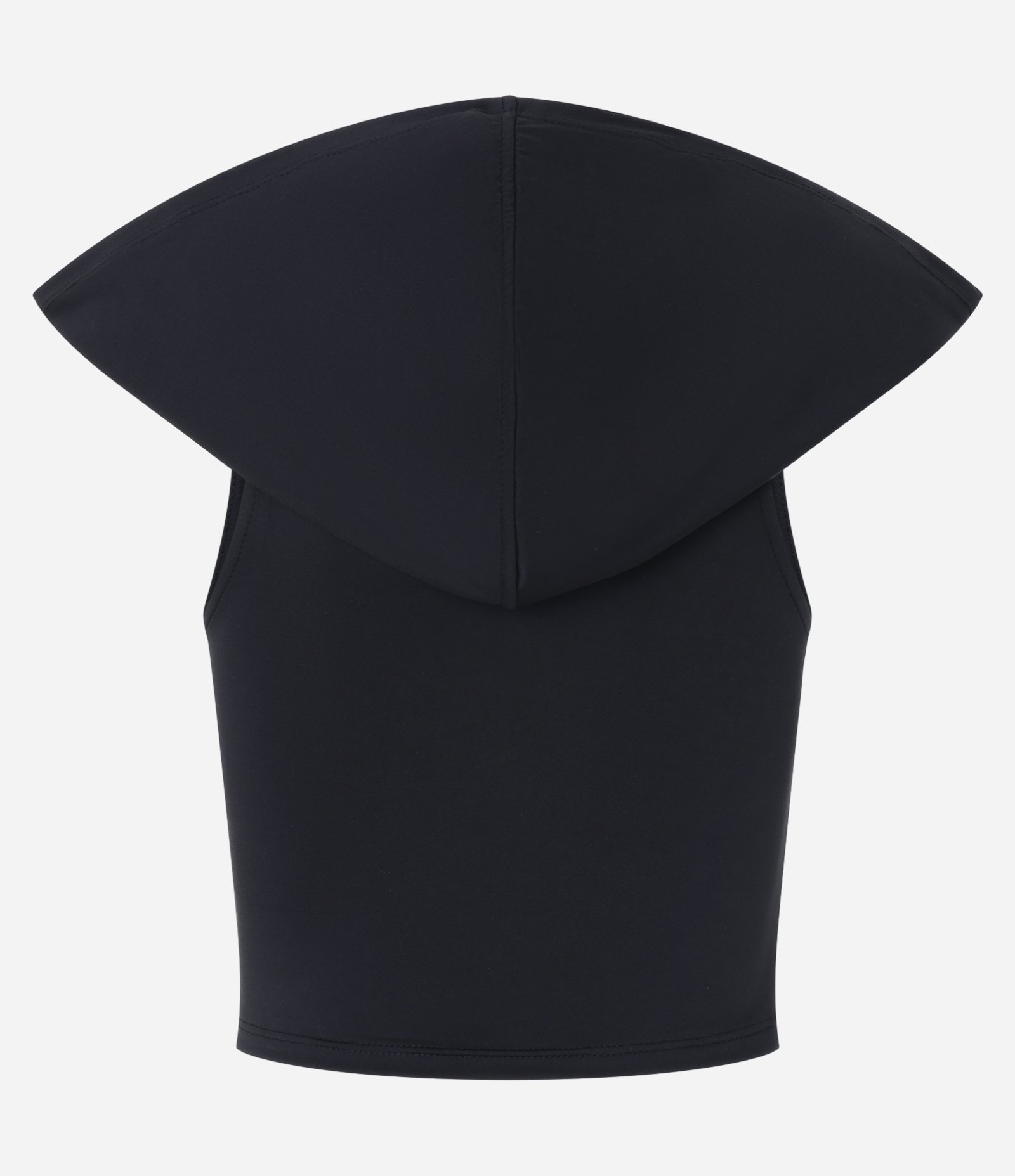 Blusa sem Manga com Capuz na Gola Preto 6