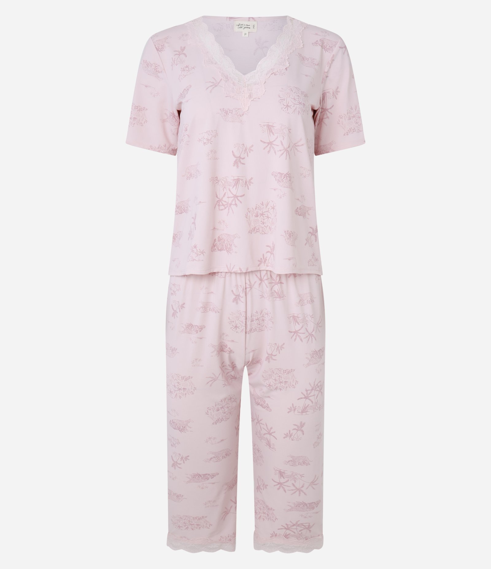 Pijama Capri em Microfibra Leve com Estampa Floresta e Onça Rosa 4