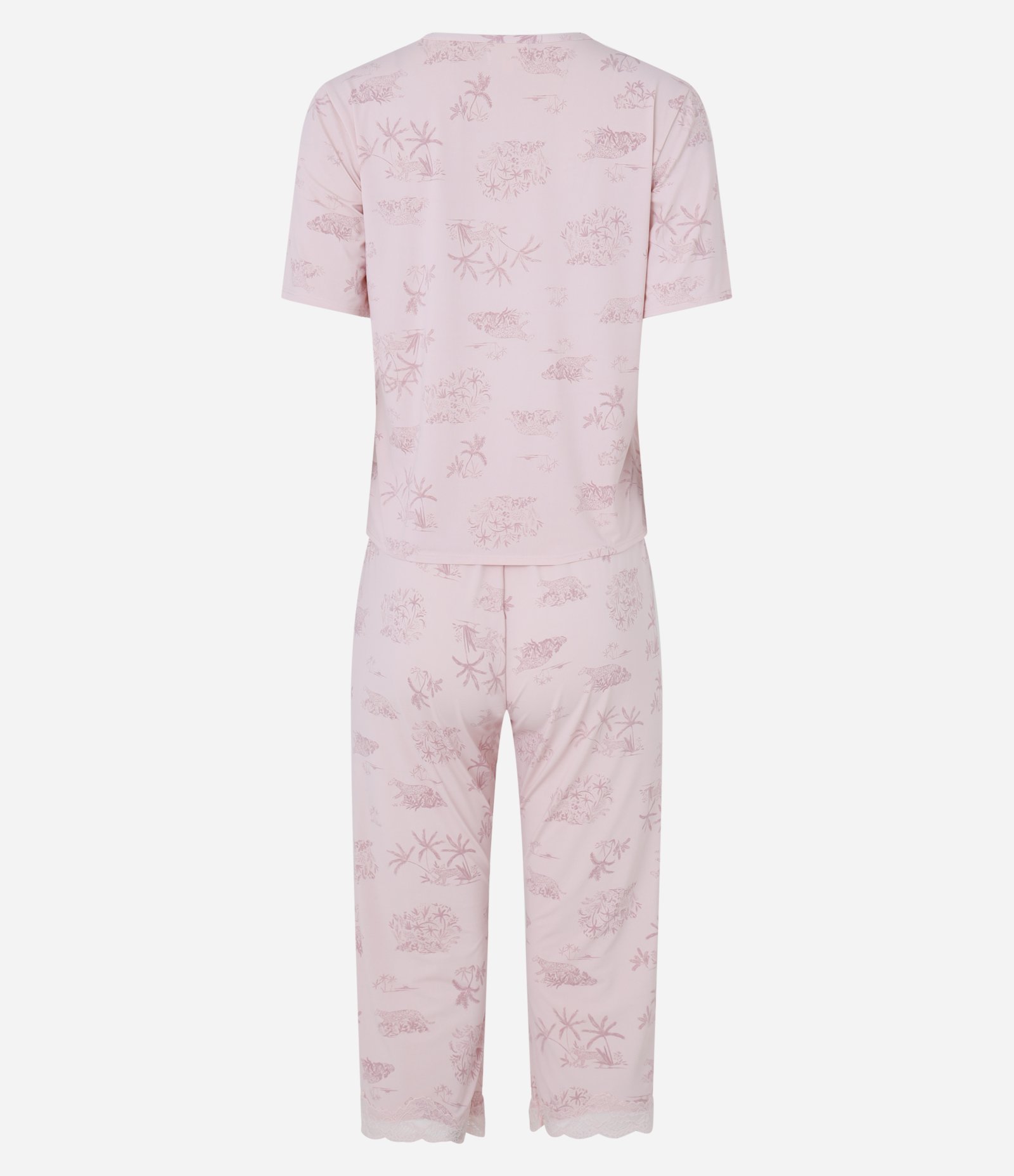 Pijama Capri em Microfibra Leve com Estampa Floresta e Onça Rosa 6