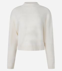 Suéter em Tricô com Gola Altinha e Textura Jacquard de Listras