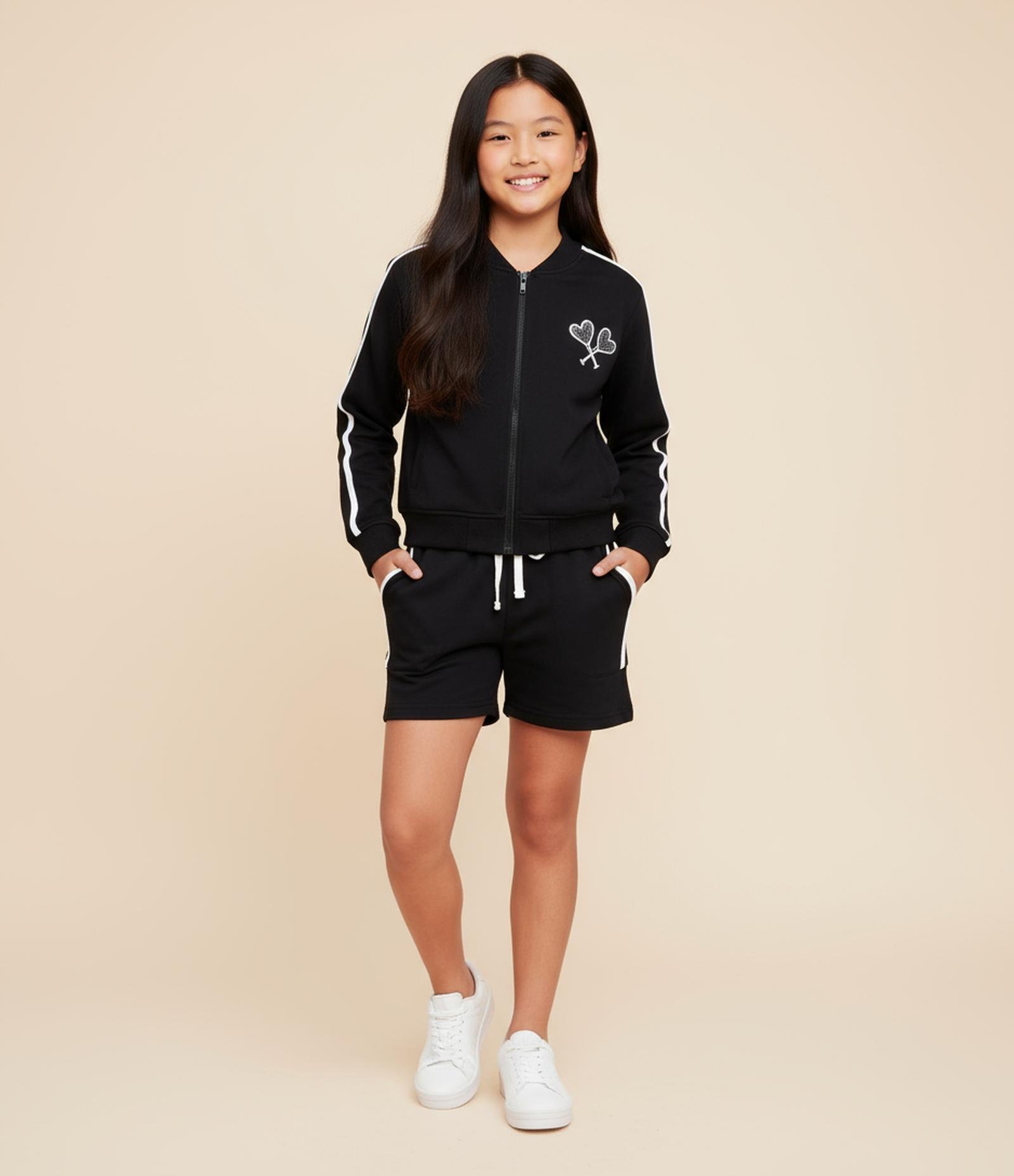 Short Infantil em Moletom com Bolsos - Tam 5 a 14 Anos Preto 1