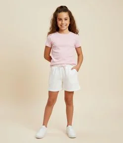 Short Infantil em Moletom com Bolsos - Tam 5 a 14 Anos
