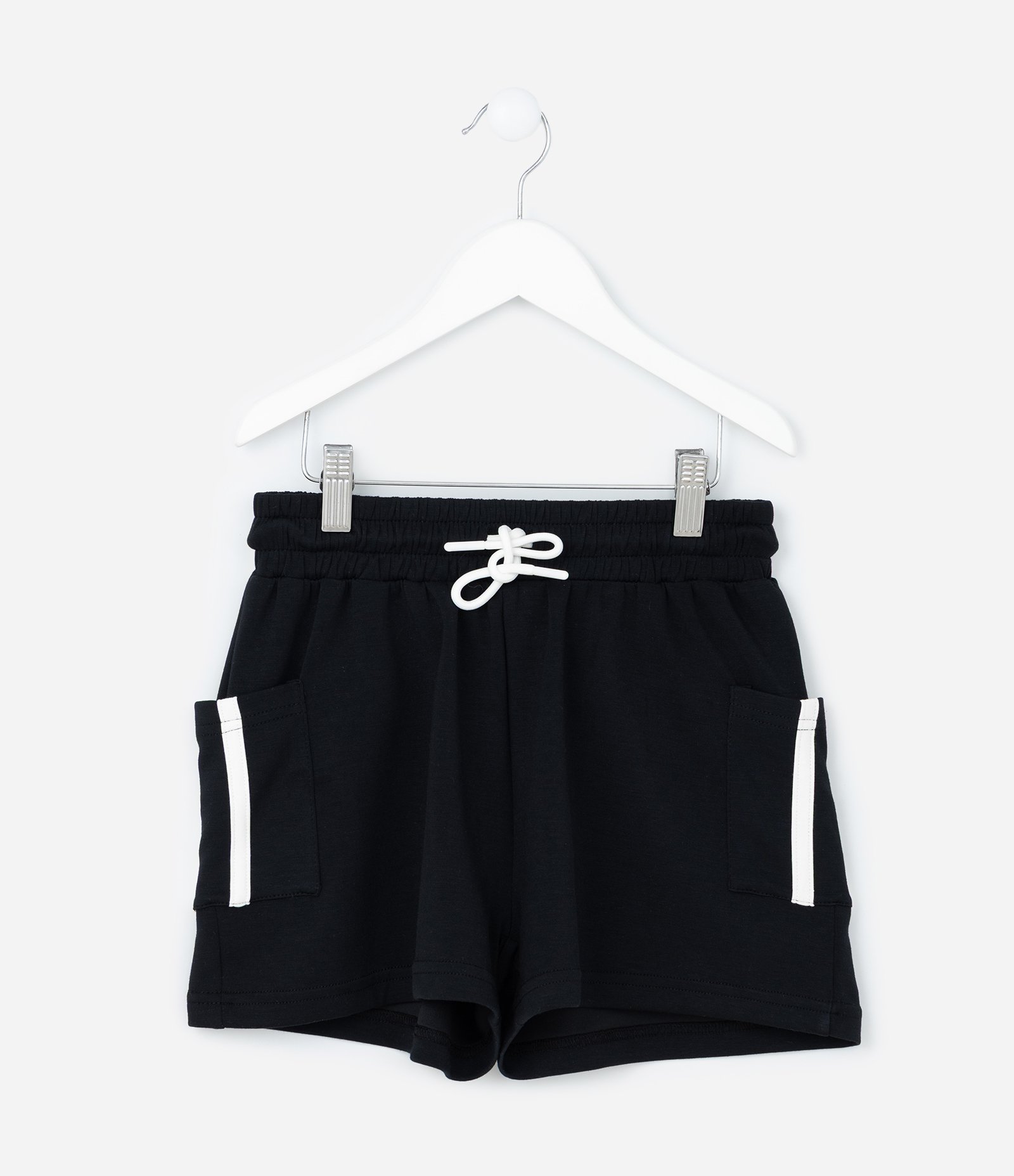 Short Infantil em Moletom com Bolsos - Tam 5 a 14 Anos Preto 2