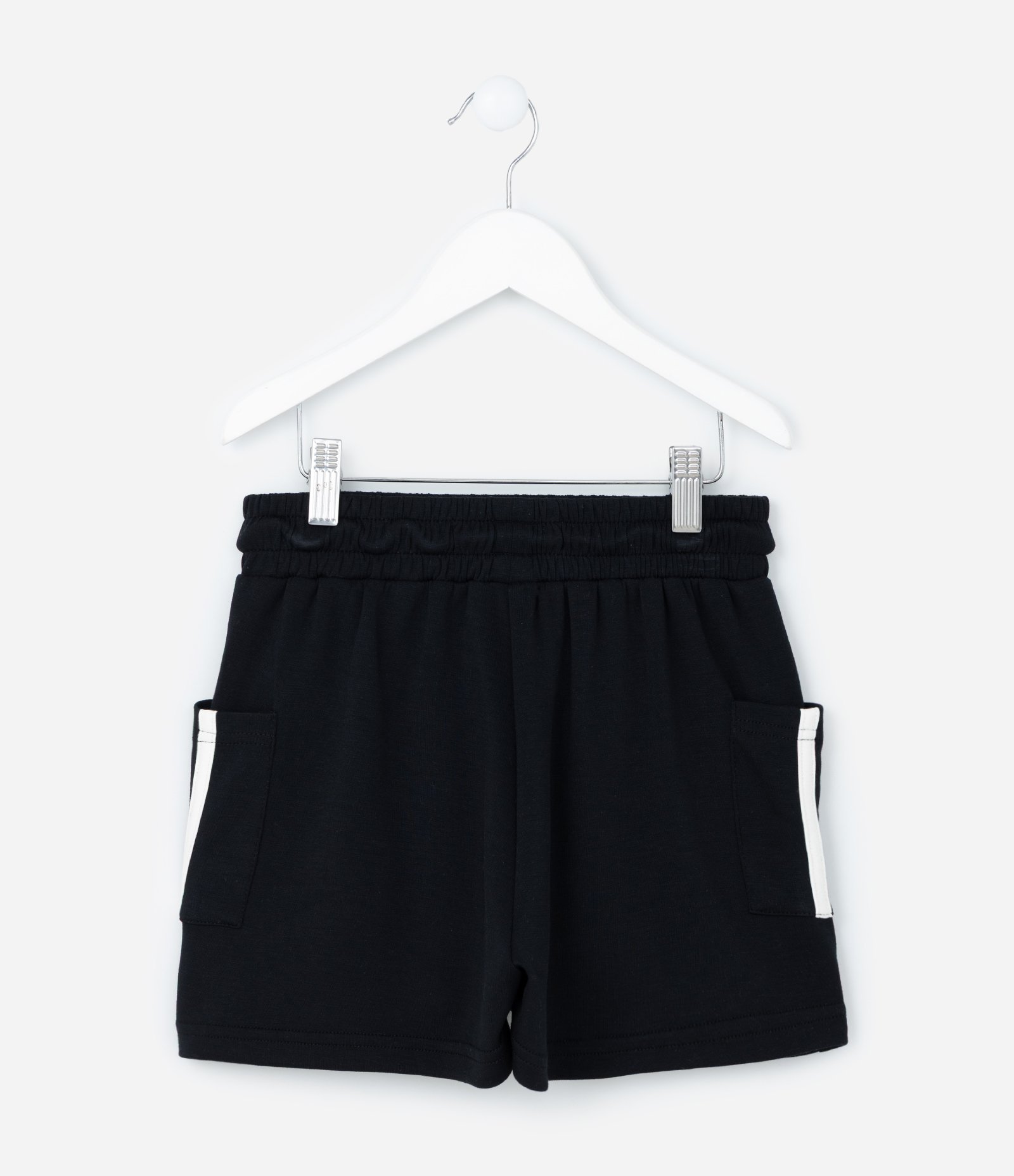 Short Infantil em Moletom com Bolsos - Tam 5 a 14 Anos Preto 3