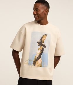 Camiseta Overboxy em Algodão com Lettering Bordado