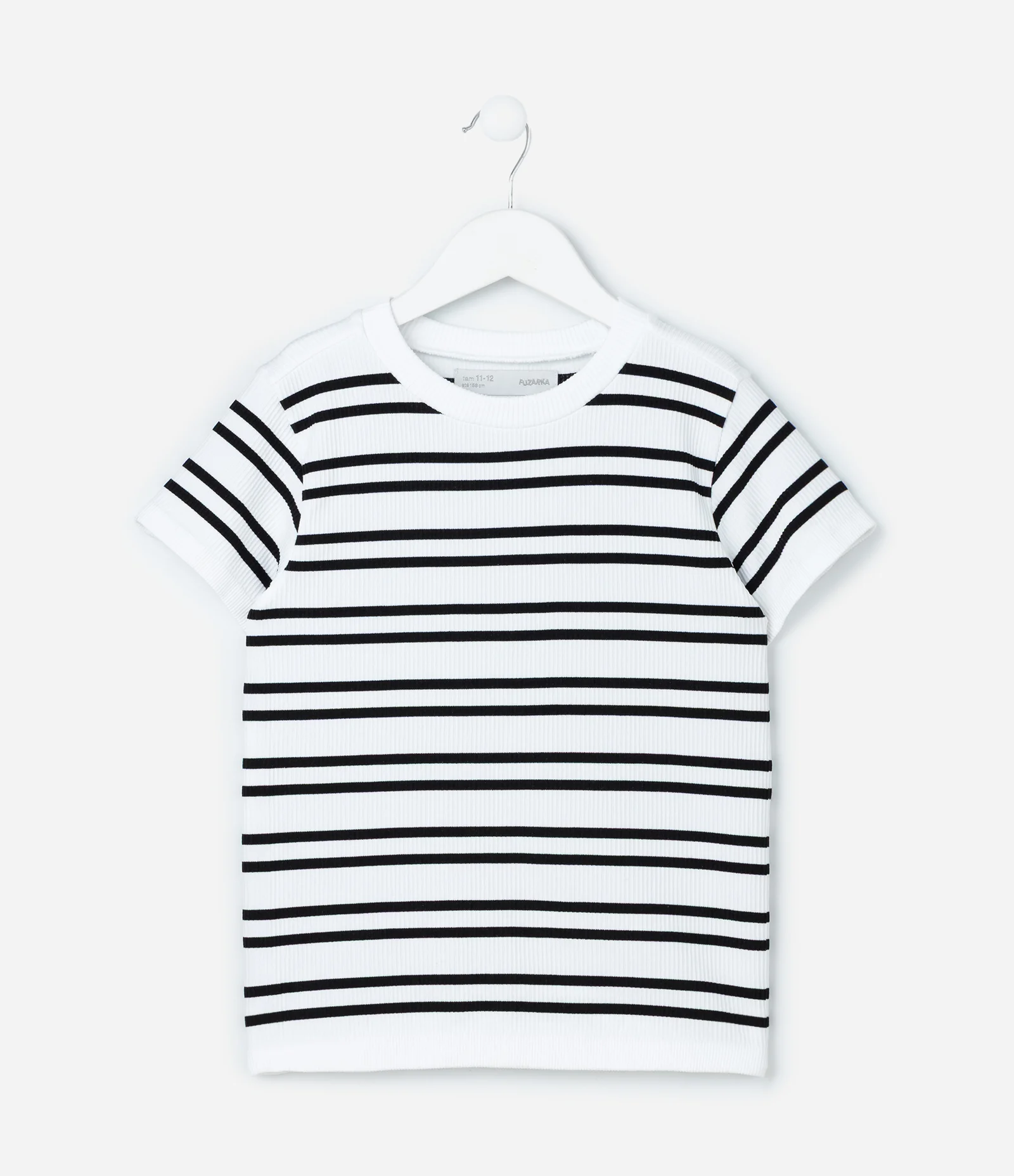 Camiseta Infantil Seamless com Estampa Listrada - Tam 5 a 14 Anos Branco/Preto 2