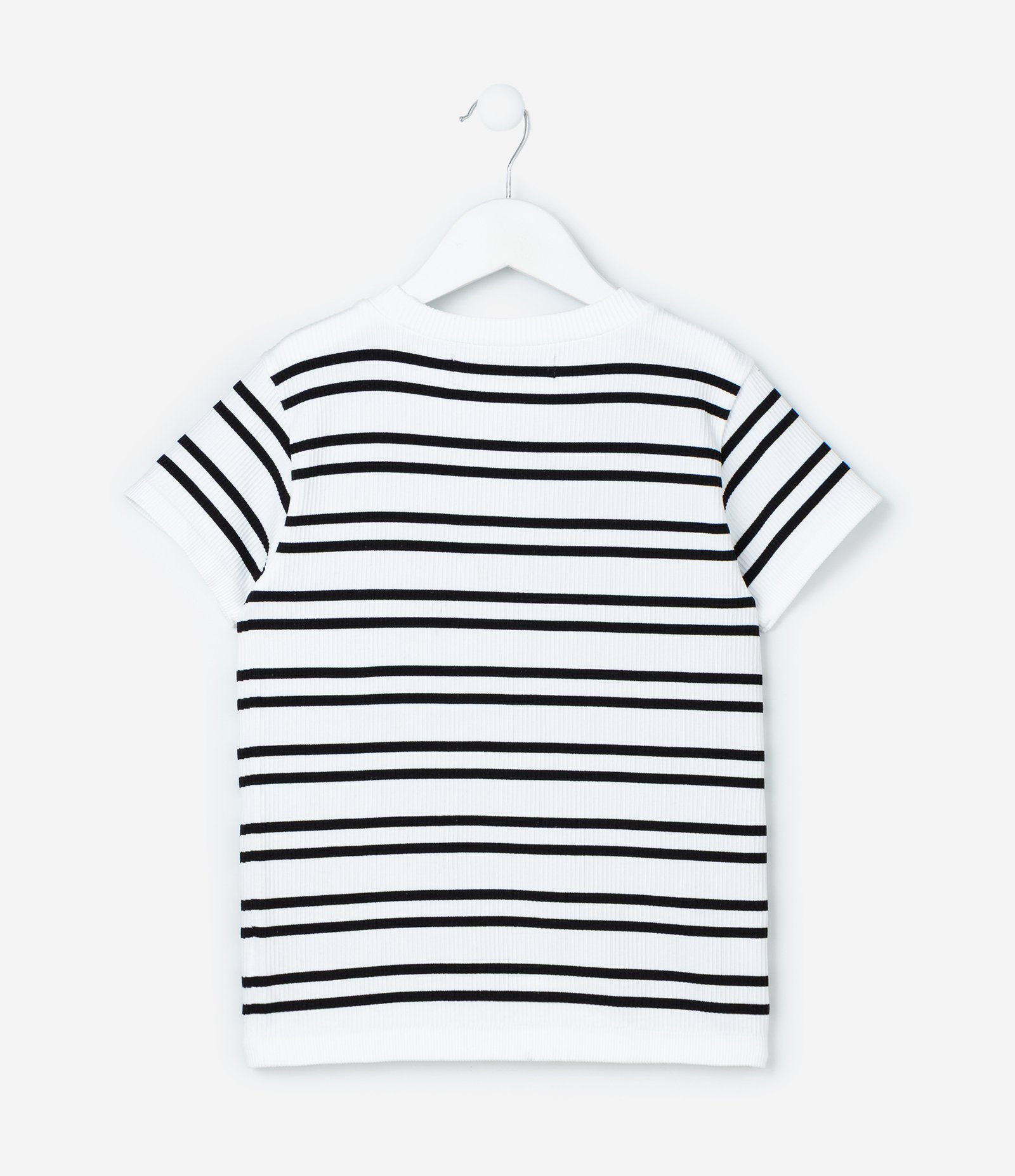 Camiseta Infantil Seamless com Estampa Listrada - Tam 5 a 14 Anos Branco/Preto 3