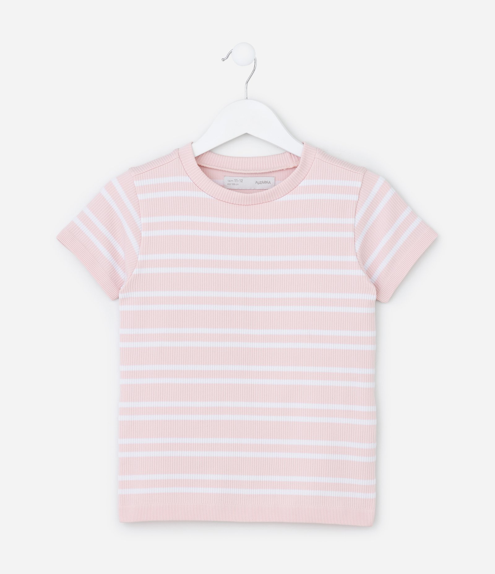 Camiseta Infantil Seamless com Estampa Listrada - Tam 5 a 14 Anos Rosa/Branco 2