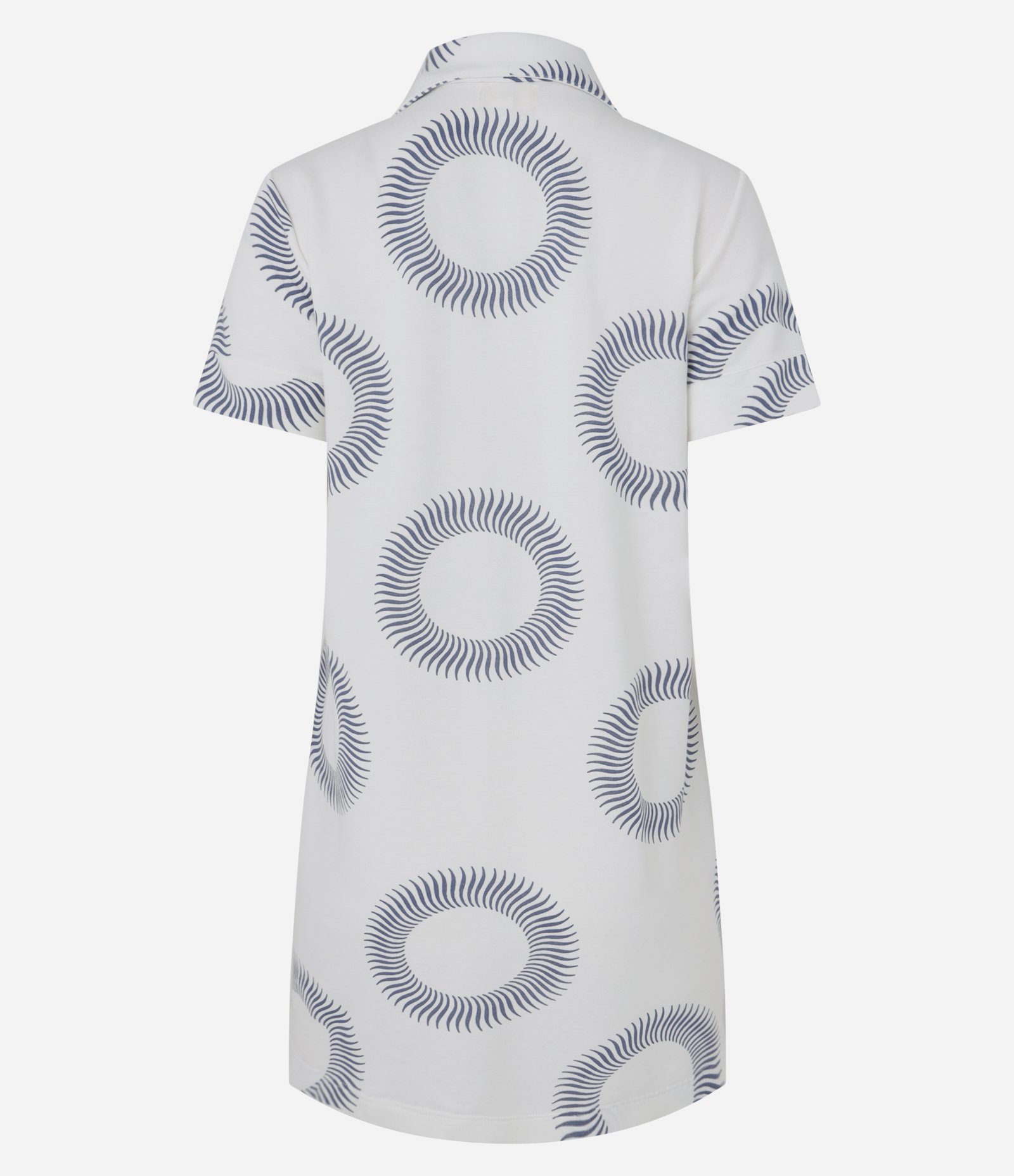 Camisola Curta em Viscose com Gola Camisa e Estampa de Círculos Branco 5