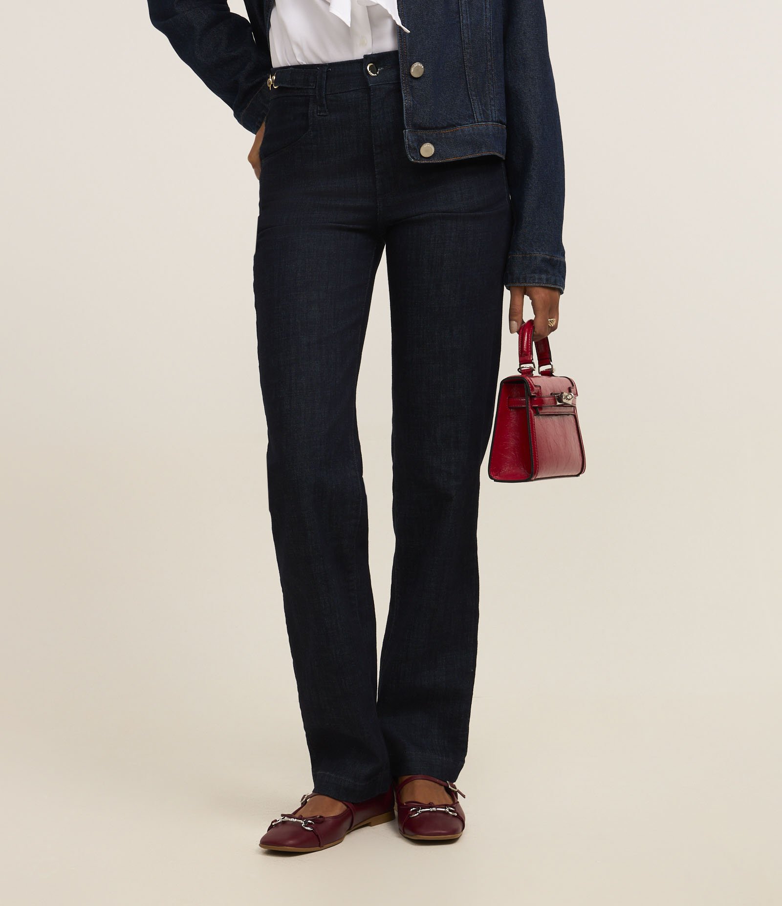 Calça Reta em Jeans com Fivela Lateral Azul 3