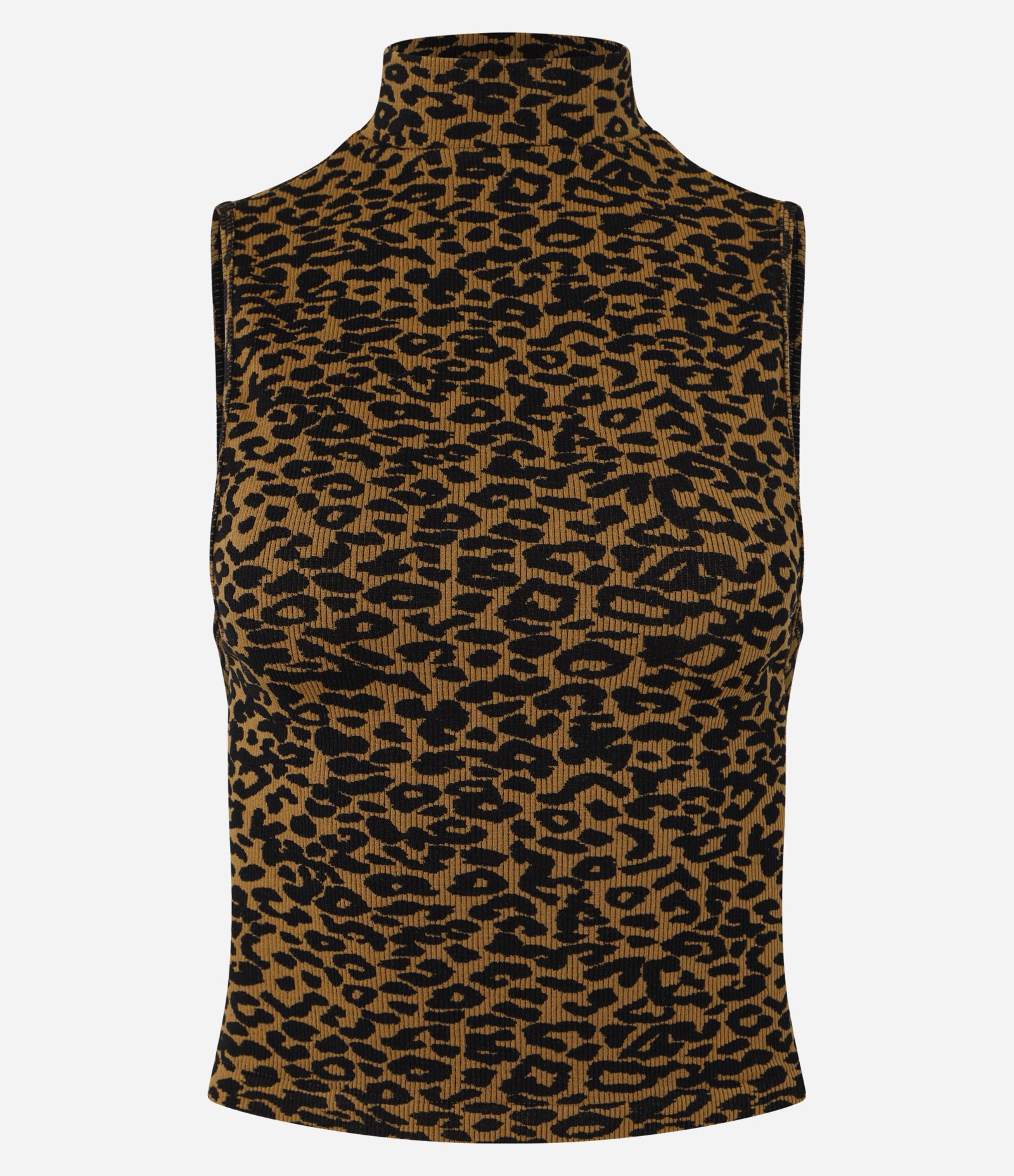 Blusa em Poliamida Seamless com Golinha Alta e Estampa Animal Print Marrom 1