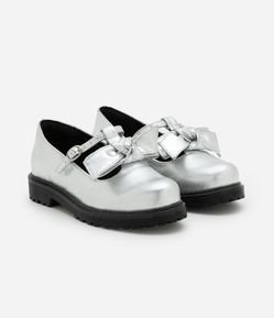 Sapato Oxford Infantil Metalizado com Lacinho - Tam 25 a 32