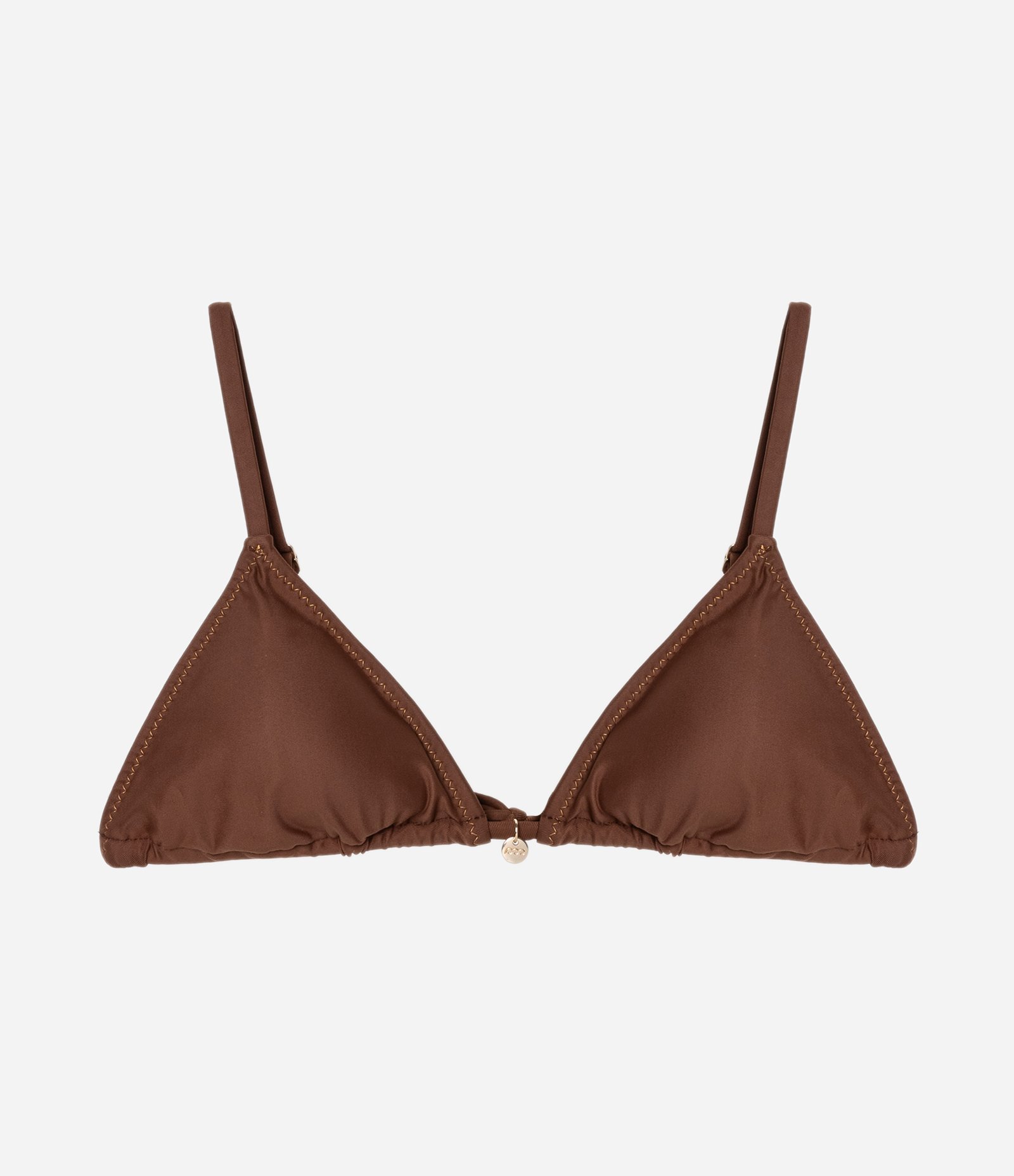 Biquíni Top Cortininha em Microfibra com Pesponto em Fio Metalizado Marrom 4
