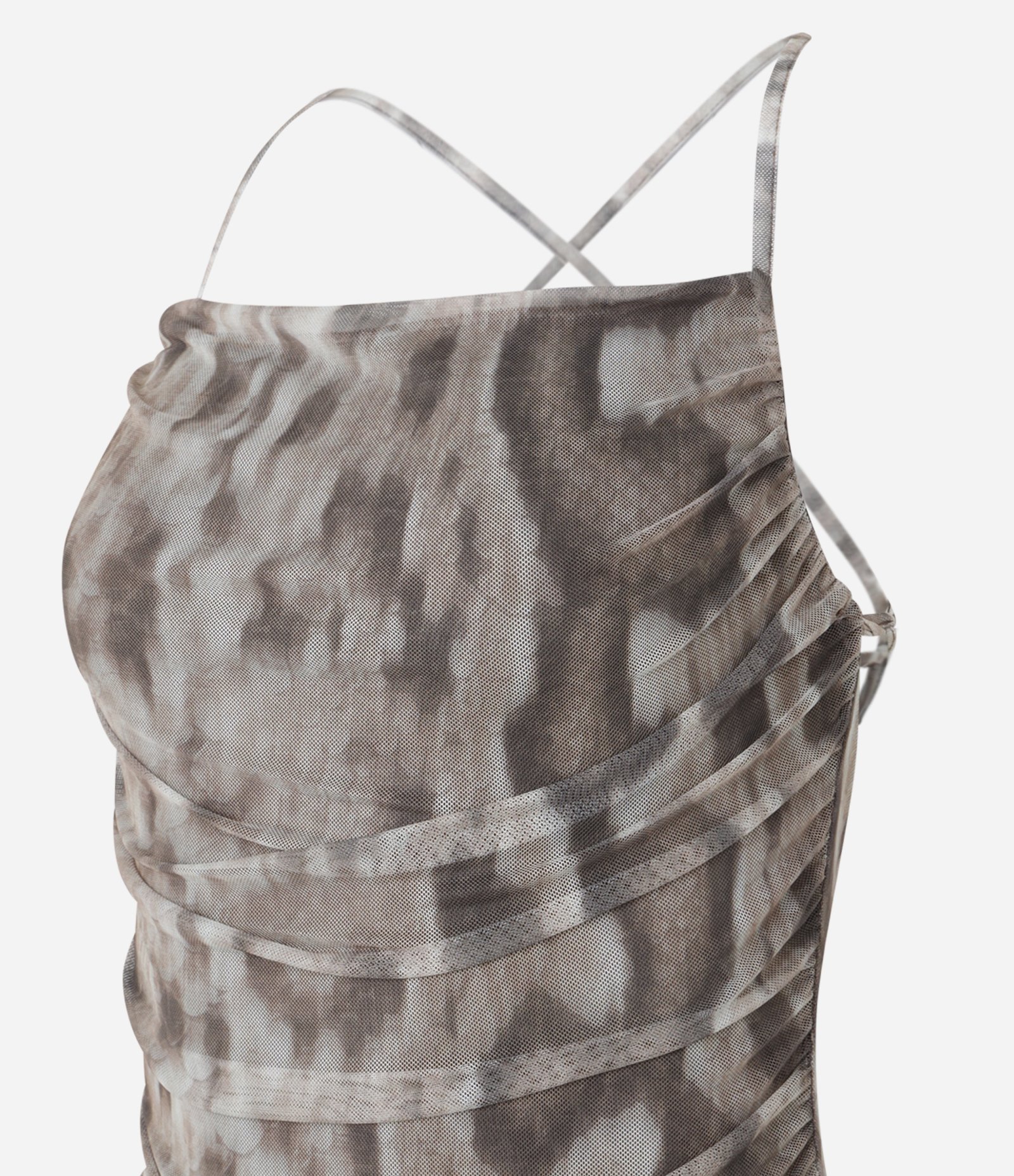 Vestido em Tule com Decote Degagê e Estampa Animal Print Marrom 9