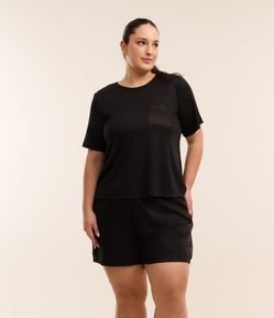 Pijama Curto com Cava Deslocada e Bolsinho Curve & Plus Size