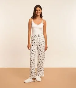 Calça de Pijama em Tecido Toque Suave com Estampa Stitch
