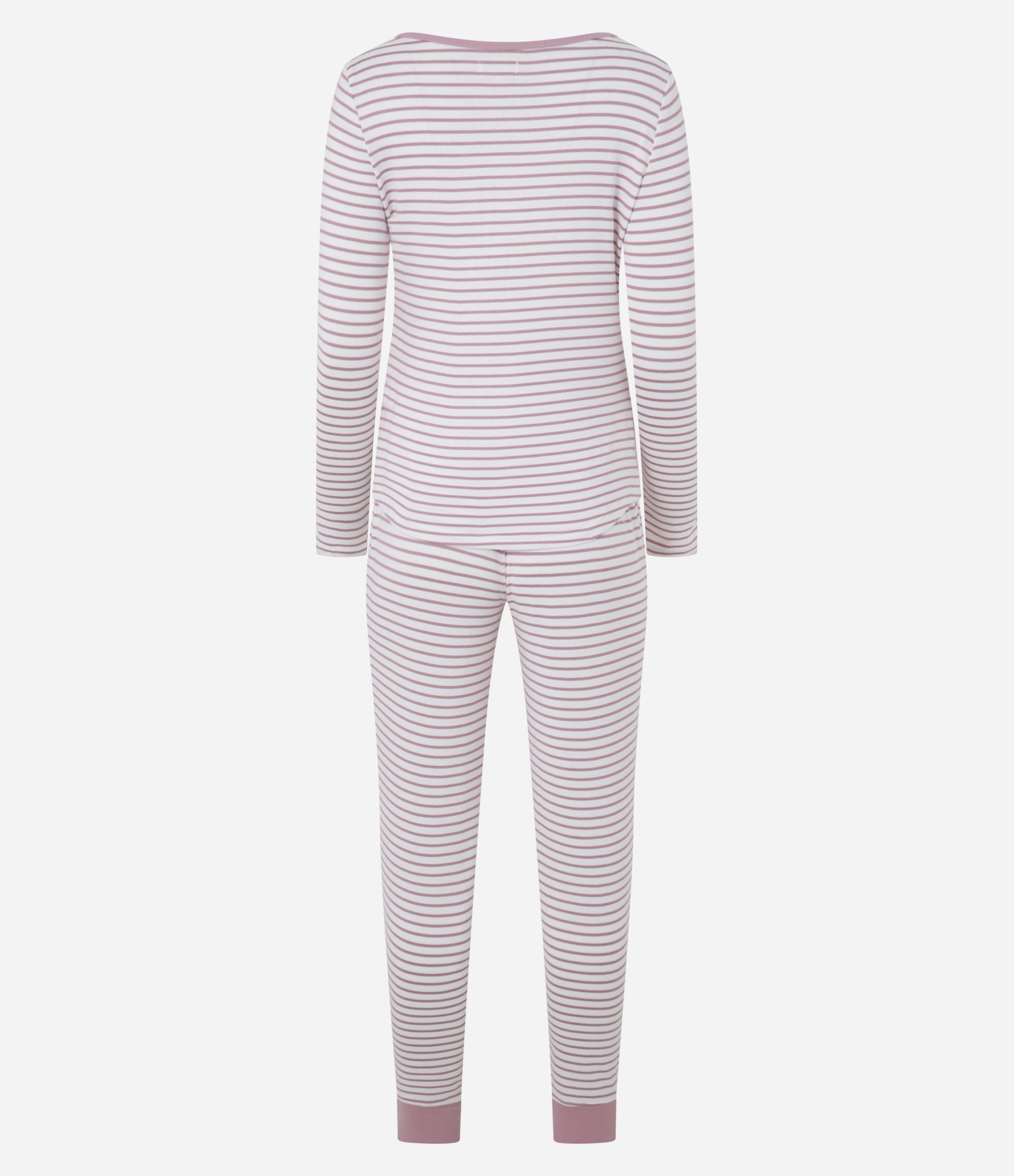 Pijama Longo em Tricô com Botões e Estampa Listrada Rosa 7