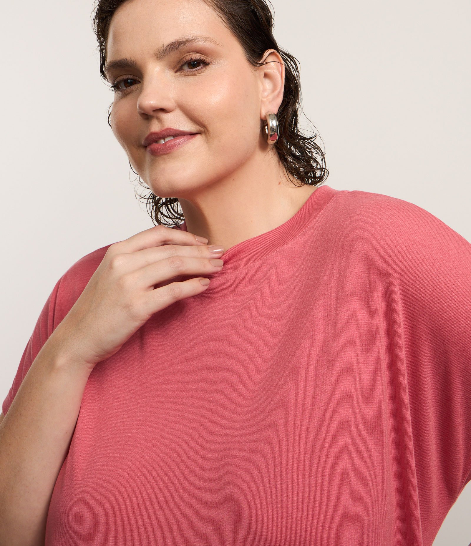 Blusa Básica em Ribana sem Cava Curve & Plus Size Salmão 3