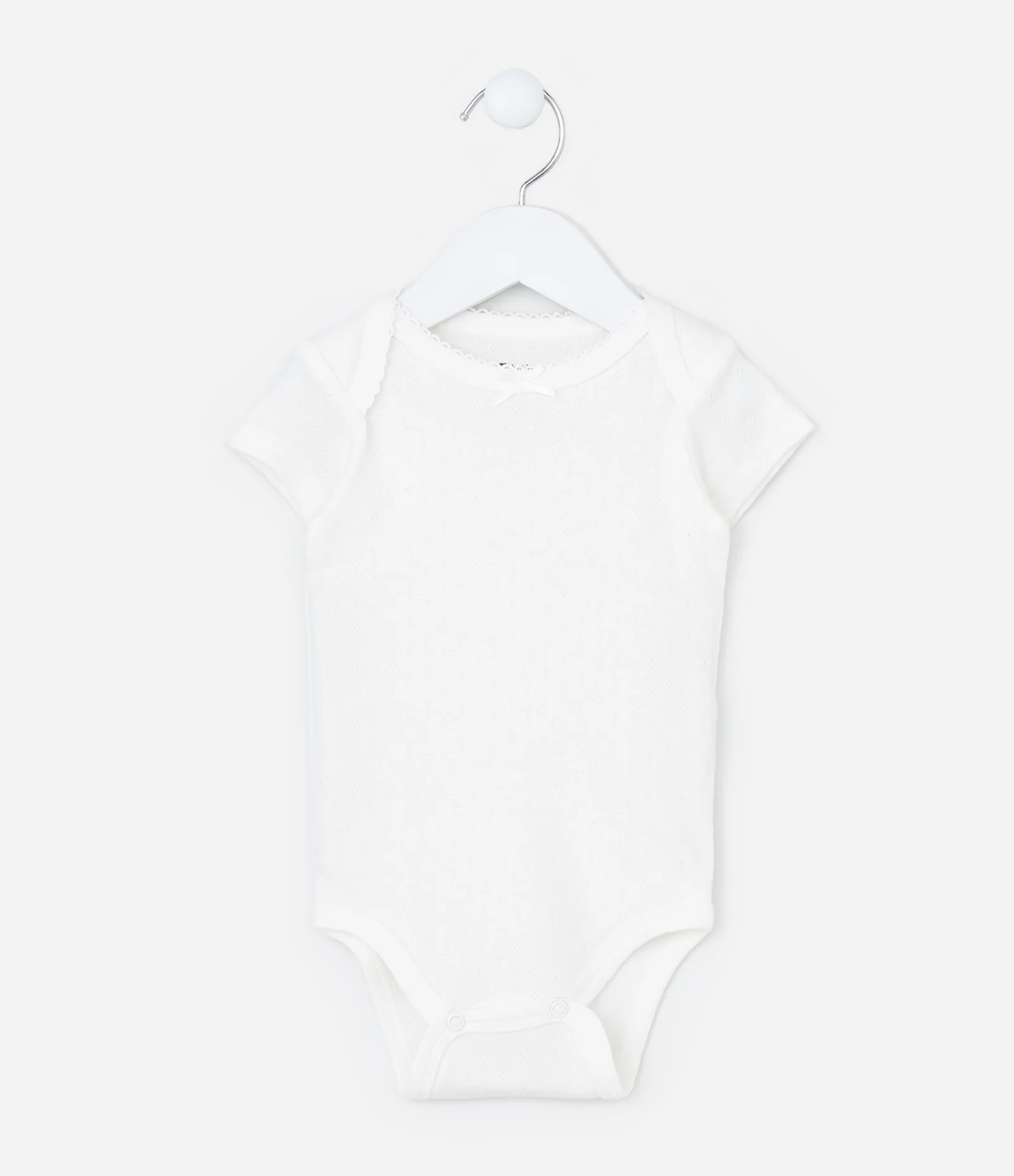 Body Infantil Texturizado com Lacinho - Tam RN a 18 meses Branco 2