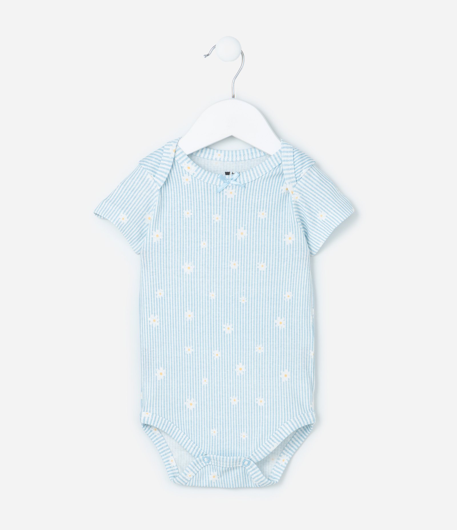 Body Infantil com Estampa de Listras e Margaridas - Tam 0 a 18 meses Azul 2