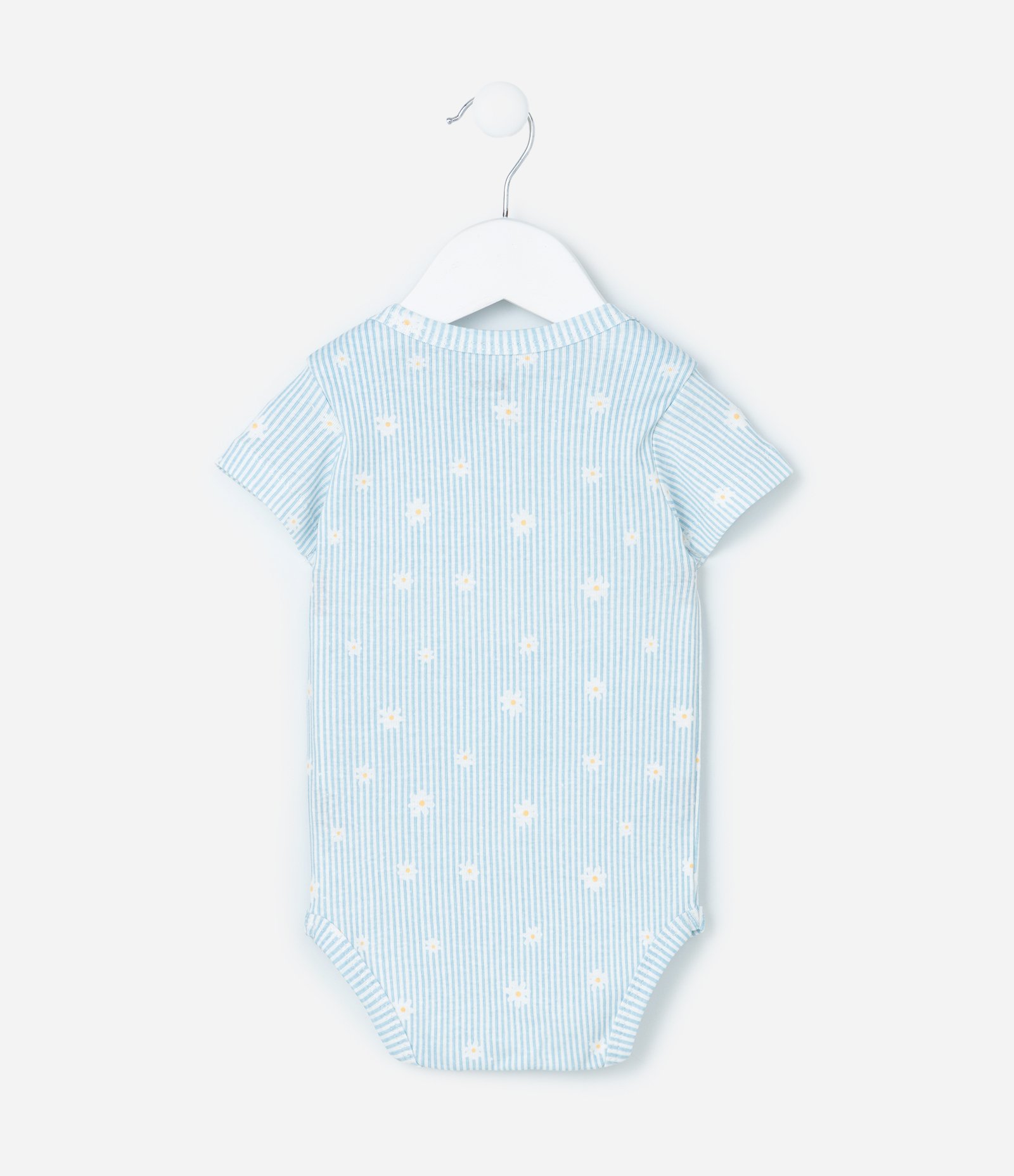 Body Infantil com Estampa de Listras e Margaridas - Tam 0 a 18 meses Azul 3