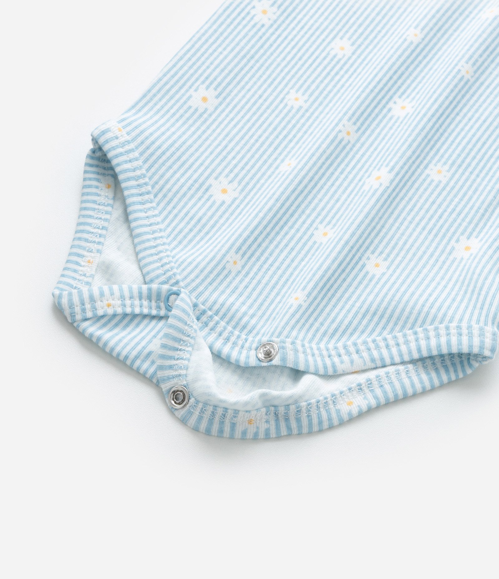 Body Infantil com Estampa de Listras e Margaridas - Tam 0 a 18 meses Azul 6