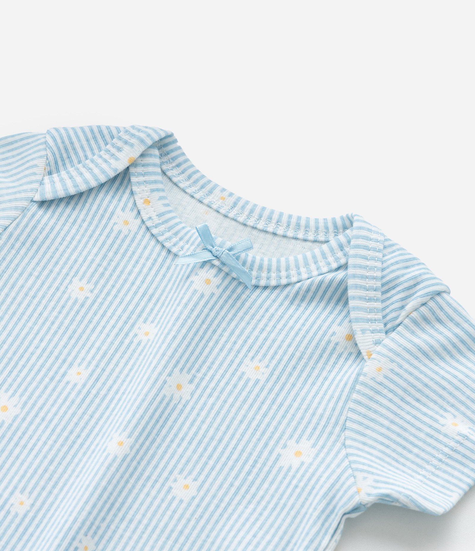 Body Infantil com Estampa de Listras e Margaridas - Tam 0 a 18 meses Azul 7