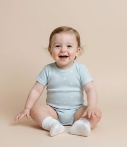 Body Infantil com Estampa de Listras e Margaridas - Tam 0 a 18 meses