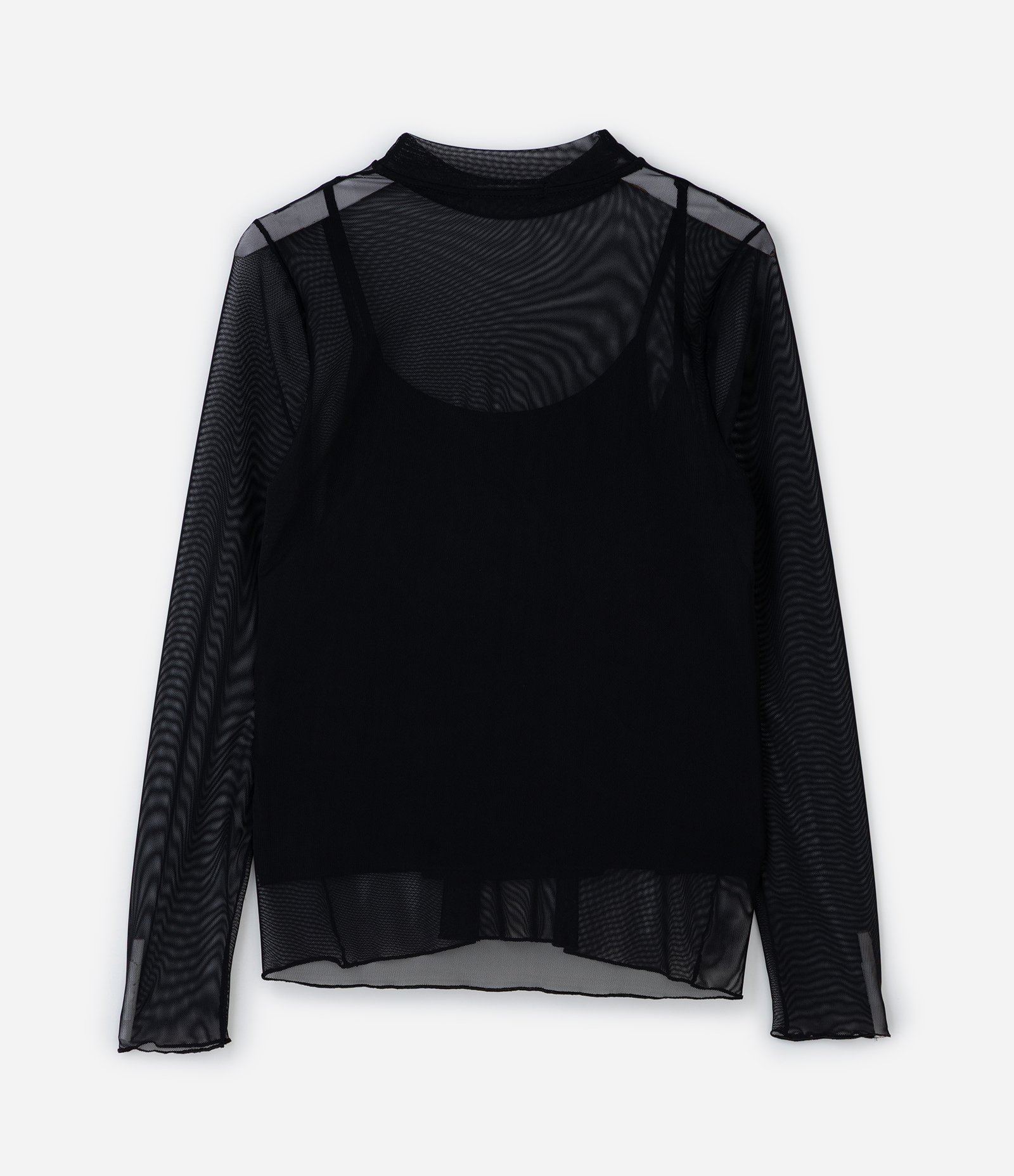 Blusa Sobreposta em Tule com Gola Redonda Curve & Plus Size Preto 2